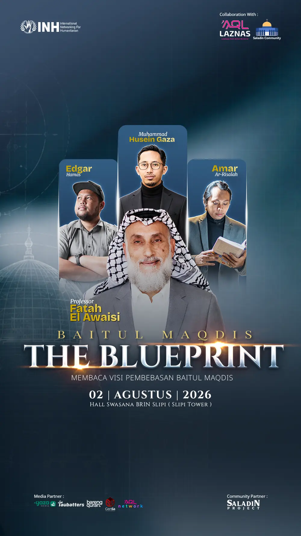 Poster resmi Baitul Maqdis: The Blueprint — 02 Agustus 2026, Hall Swasana BRIN Slipi